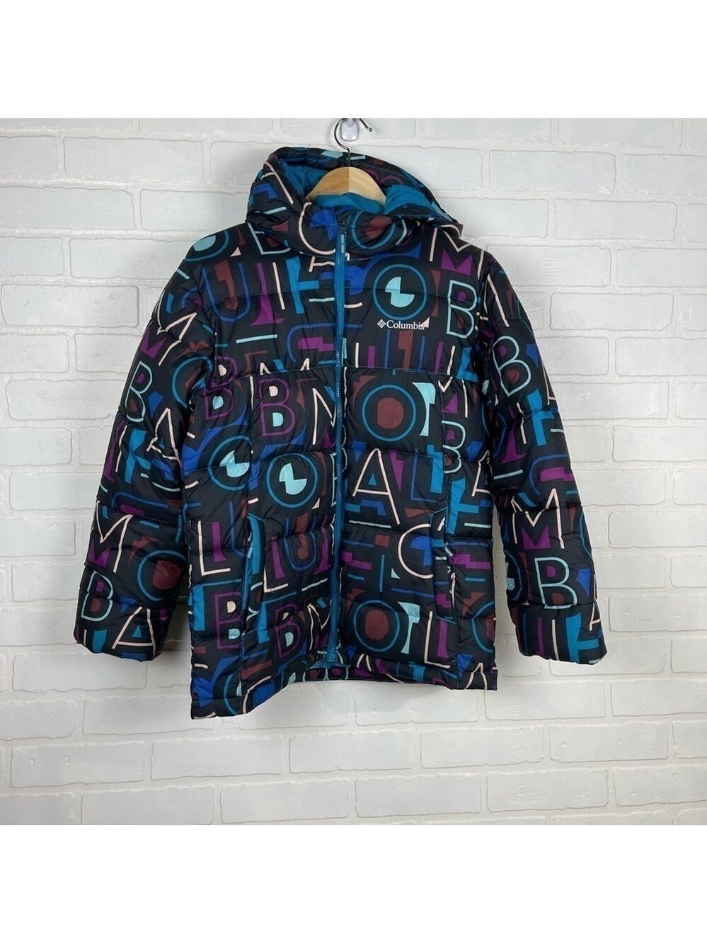 Columbia Girl's Ski Jacket puffer parka multi color omni heat coat black size l